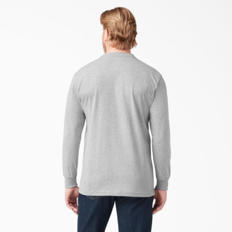 Dickies Heavyweight Long Sleeve Henley T-Shirt Gri | KLCK1262