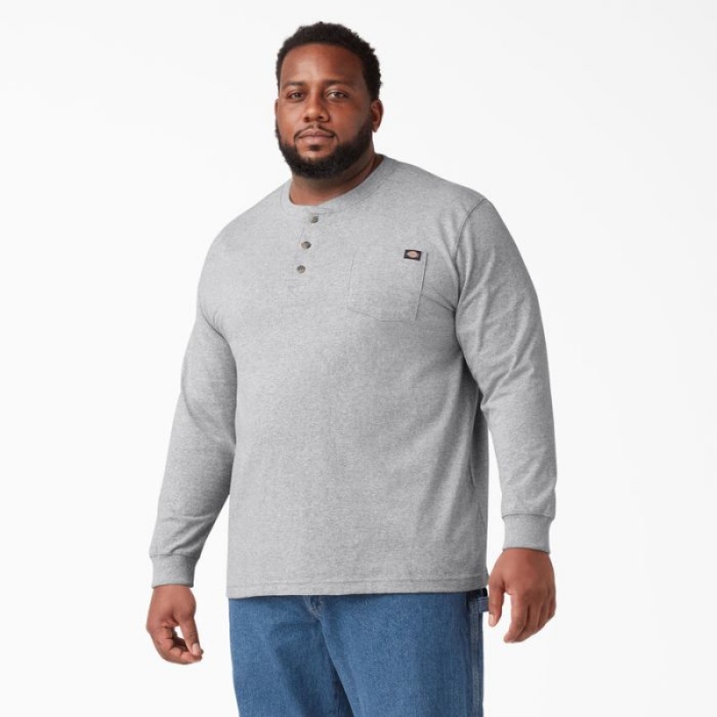 Dickies Heavyweight Long Sleeve Henley T-Shirt Gri | KLCK1262