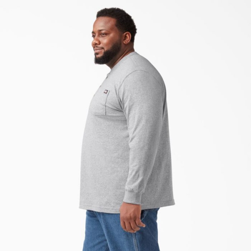 Dickies Heavyweight Long Sleeve Henley T-Shirt Gri | KLCK1262