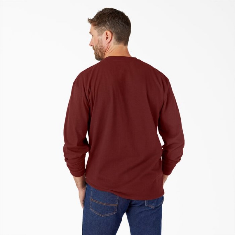 Dickies Heavyweight Long Sleeve Henley T-Shirt Maro | AYSV6288