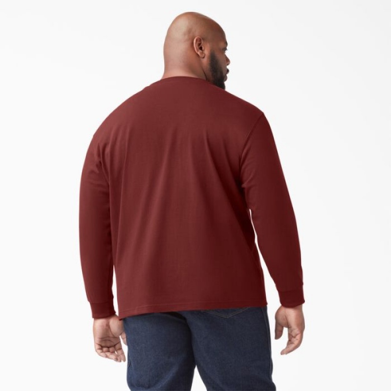 Dickies Heavyweight Long Sleeve Henley T-Shirt Maro | AYSV6288