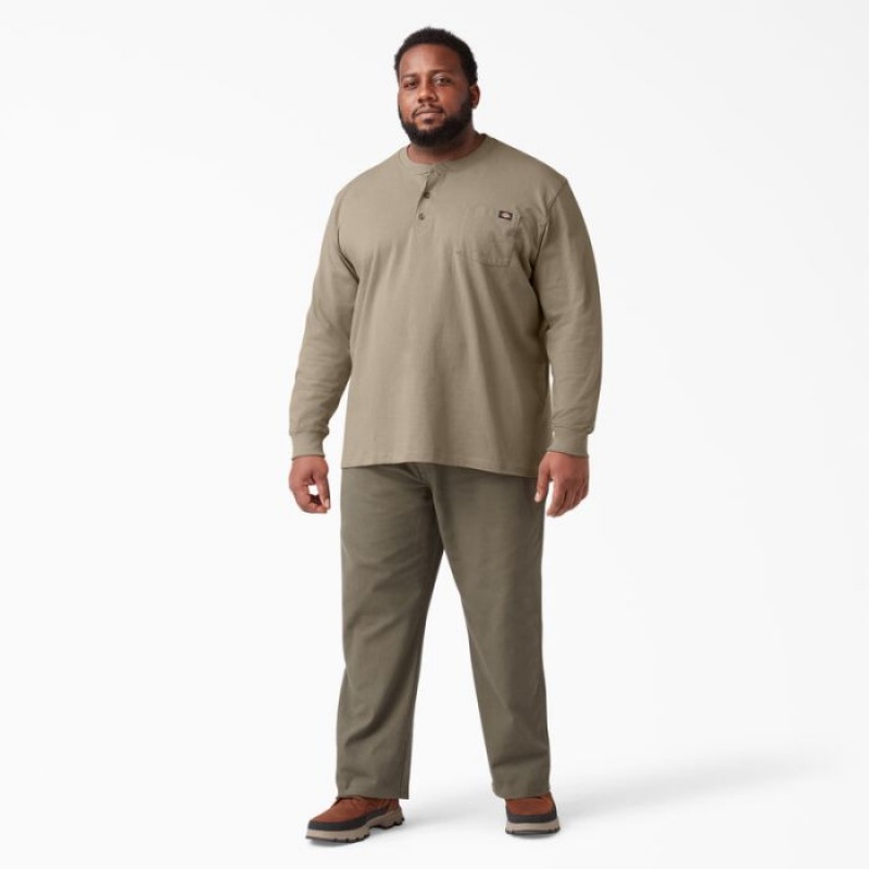 Dickies Heavyweight Long Sleeve Henley T-Shirt Maro | PMAG7914