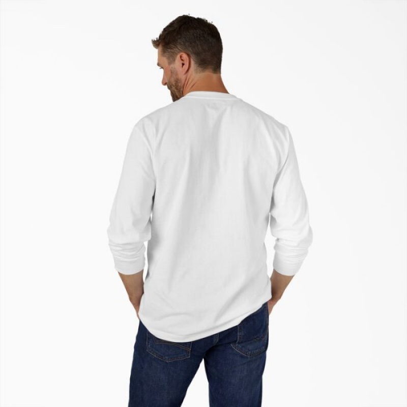 Dickies Heavyweight Long Sleeve Henley T-Shirt Albi | ZJOP9606