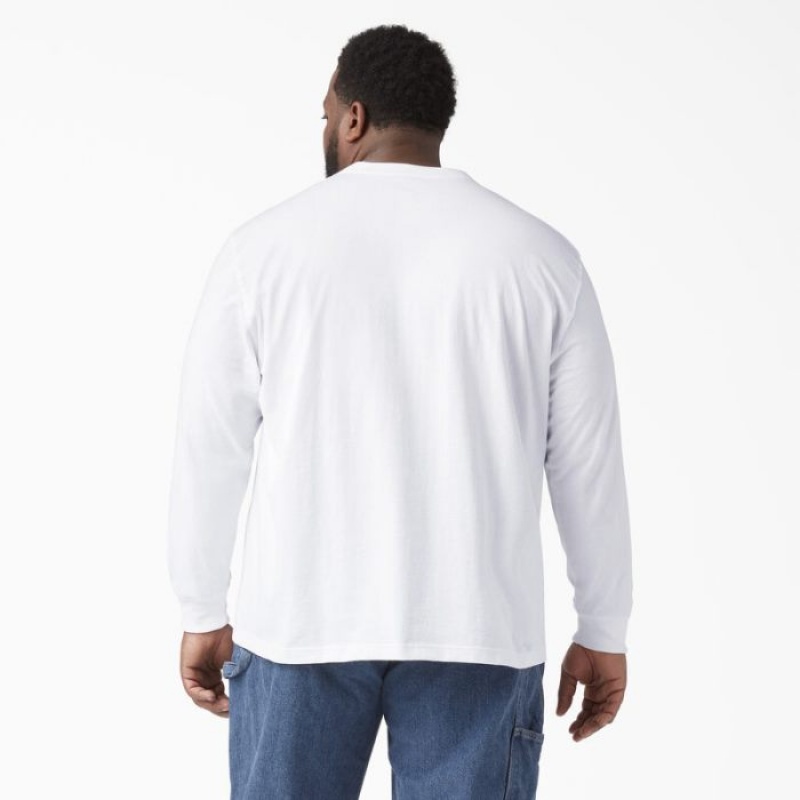 Dickies Heavyweight Long Sleeve Henley T-Shirt Albi | ZJOP9606