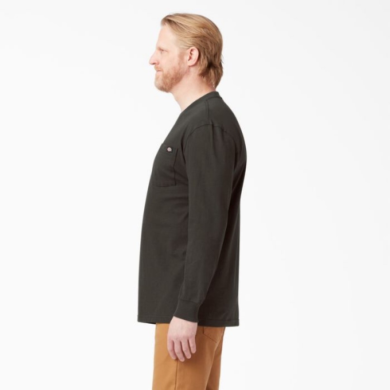 Dickies Heavyweight Long Sleeve Pocket T-Shirt Ciocolata Maro | TQEY3386