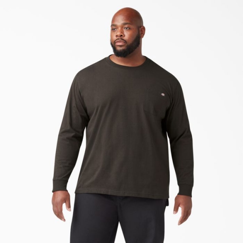 Dickies Heavyweight Long Sleeve Pocket T-Shirt Ciocolata Maro | TQEY3386