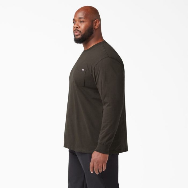 Dickies Heavyweight Long Sleeve Pocket T-Shirt Ciocolata Maro | TQEY3386