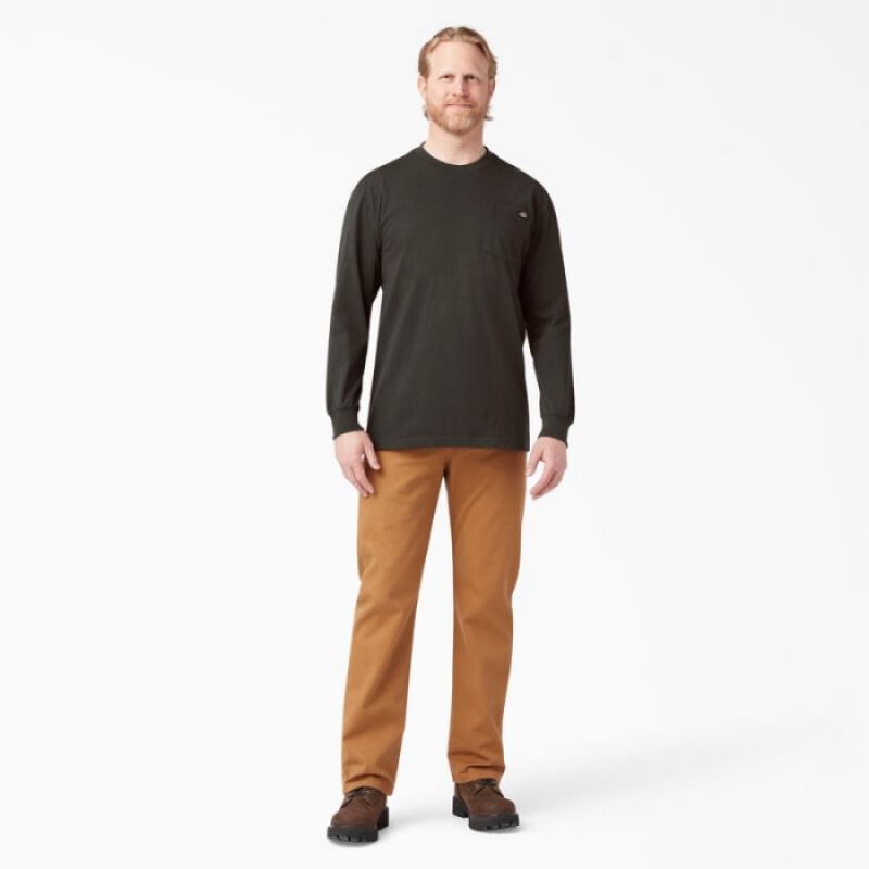 Dickies Heavyweight Long Sleeve Pocket T-Shirt Ciocolata Maro | TQEY3386