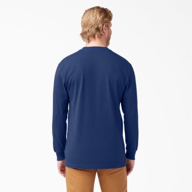 Dickies Heavyweight Long Sleeve Pocket T-Shirt Albastri Inchis | XFBT2663