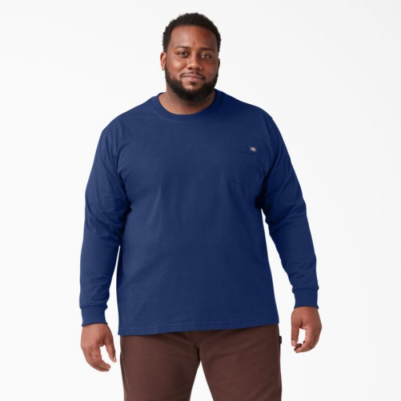 Dickies Heavyweight Long Sleeve Pocket T-Shirt Albastri Inchis | XFBT2663