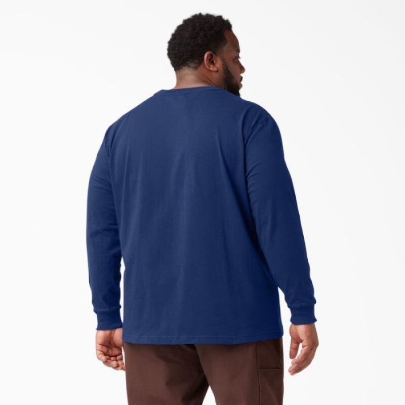 Dickies Heavyweight Long Sleeve Pocket T-Shirt Albastri Inchis | XFBT2663