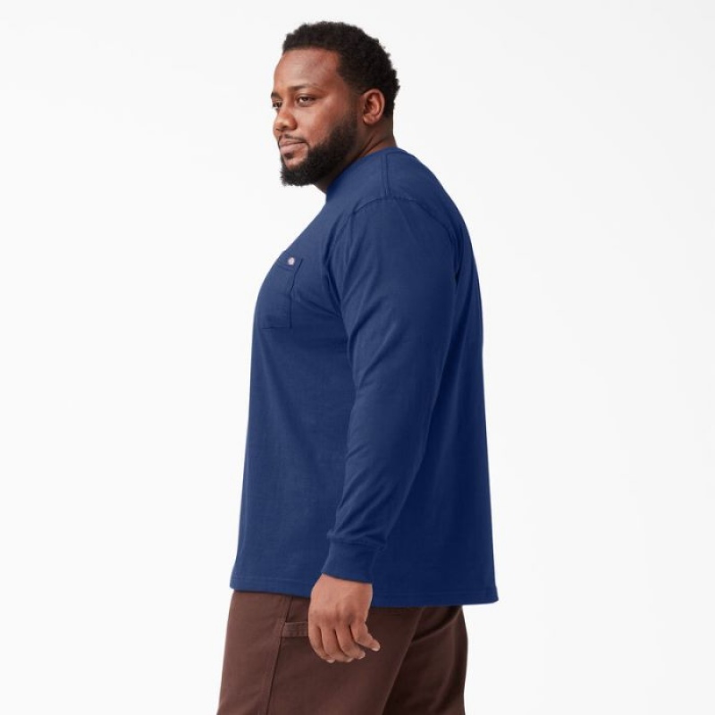 Dickies Heavyweight Long Sleeve Pocket T-Shirt Albastri Inchis | XFBT2663