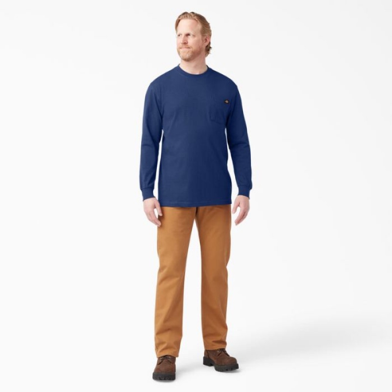 Dickies Heavyweight Long Sleeve Pocket T-Shirt Albastri Inchis | XFBT2663
