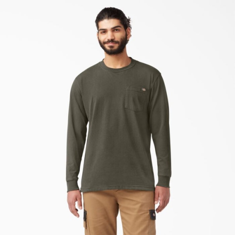 Dickies Heavyweight Long Sleeve Pocket T-Shirt Verzi | VUKJ2333