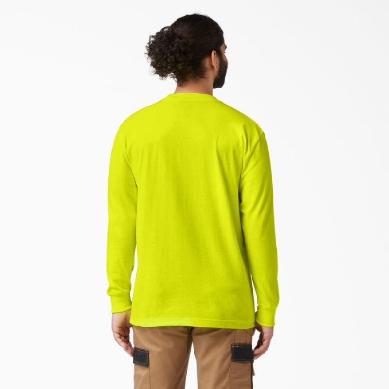 Dickies Heavyweight Neon Long Sleeve Pocket T-Shirt Galbeni Deschis | POKU1883