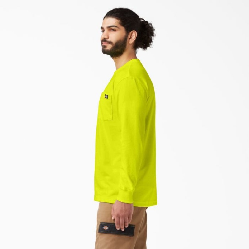 Dickies Heavyweight Neon Long Sleeve Pocket T-Shirt Galbeni Deschis | POKU1883