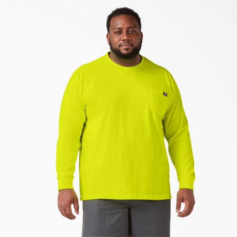 Dickies Heavyweight Neon Long Sleeve Pocket T-Shirt Galbeni Deschis | POKU1883