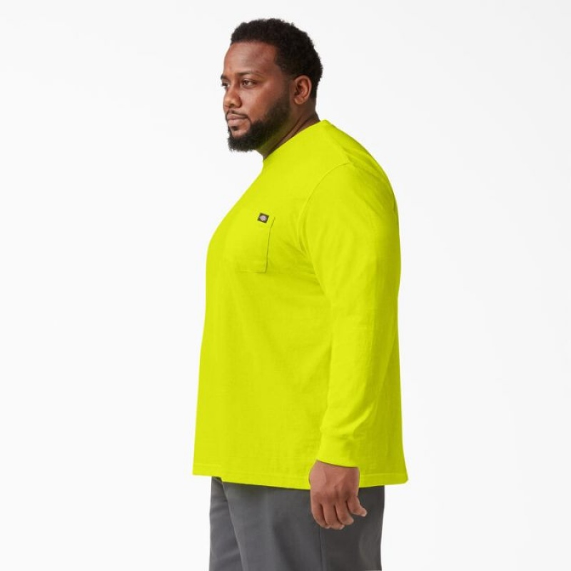 Dickies Heavyweight Neon Long Sleeve Pocket T-Shirt Galbeni Deschis | POKU1883
