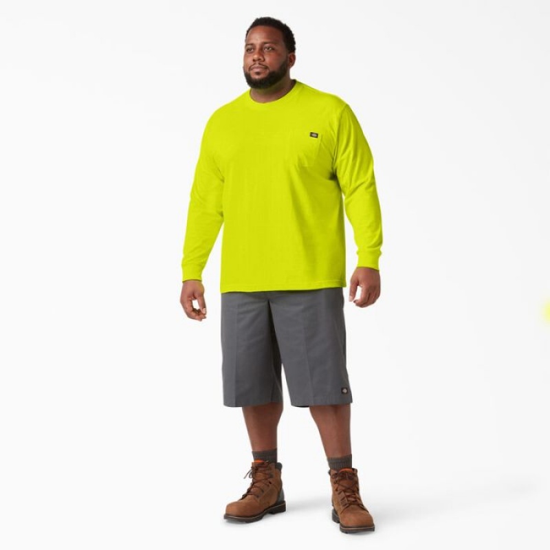 Dickies Heavyweight Neon Long Sleeve Pocket T-Shirt Galbeni Deschis | POKU1883