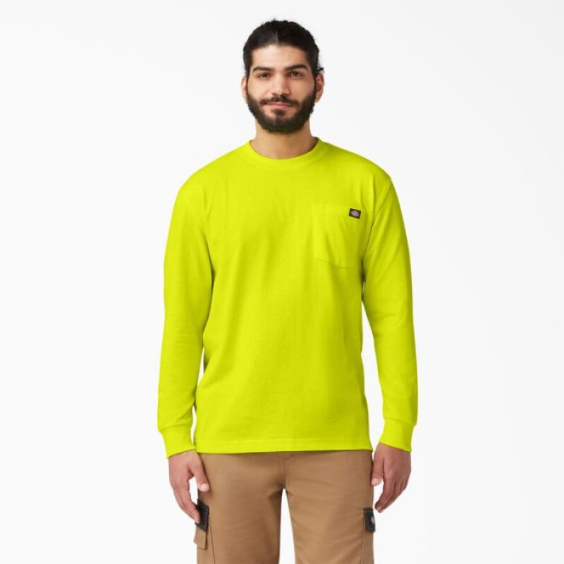 Dickies Heavyweight Neon Long Sleeve Pocket T-Shirt Galbeni Deschis | POKU1883