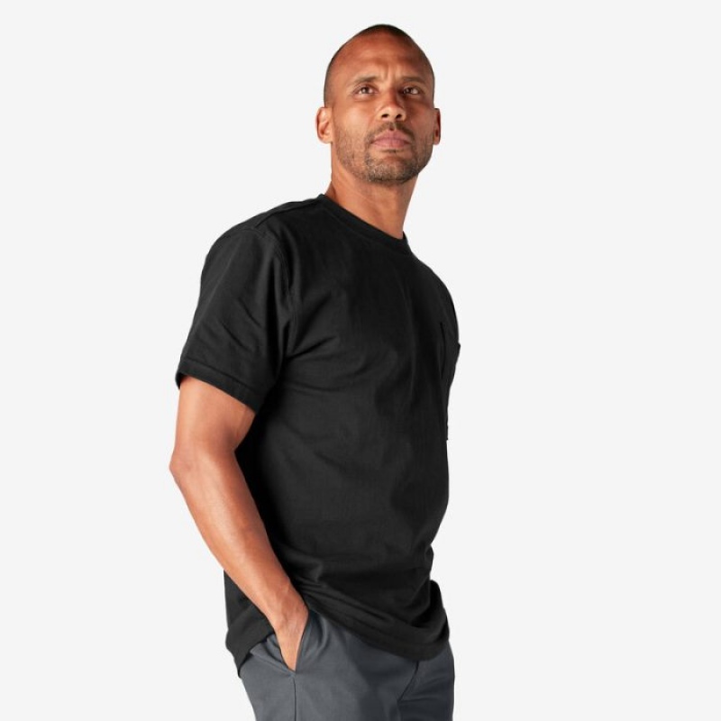 Dickies Heavyweight Scurte Sleeve Pocket T-Shirt Negrii | HZUQ7036