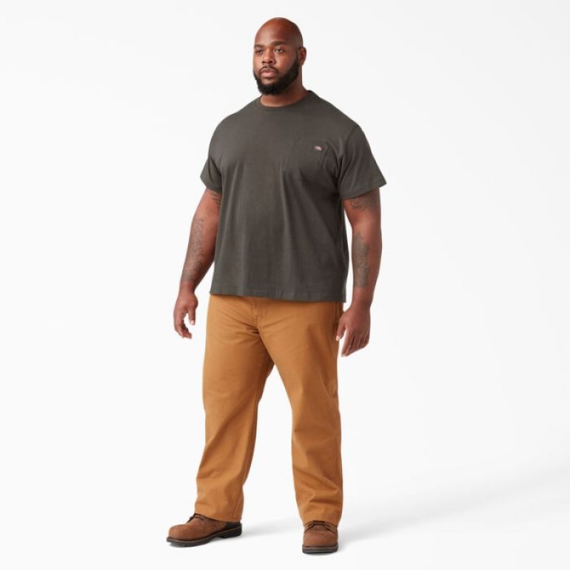 Dickies Heavyweight Scurte Sleeve Pocket T-Shirt Negrii Masline Verzi | ELKR1830