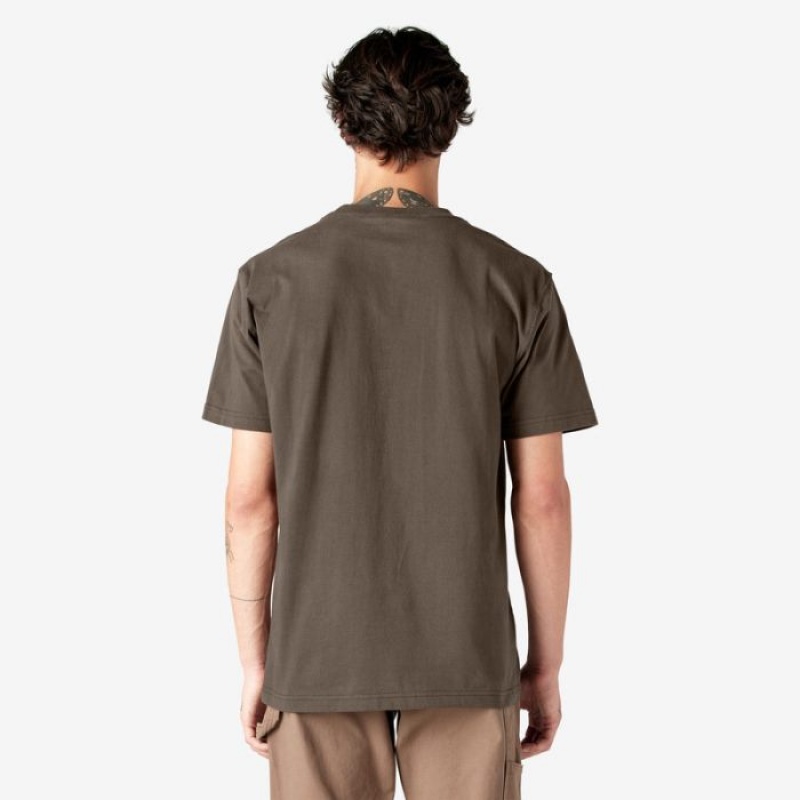 Dickies Heavyweight Scurte Sleeve Pocket T-Shirt Ciocolata Maro | WYYL9917