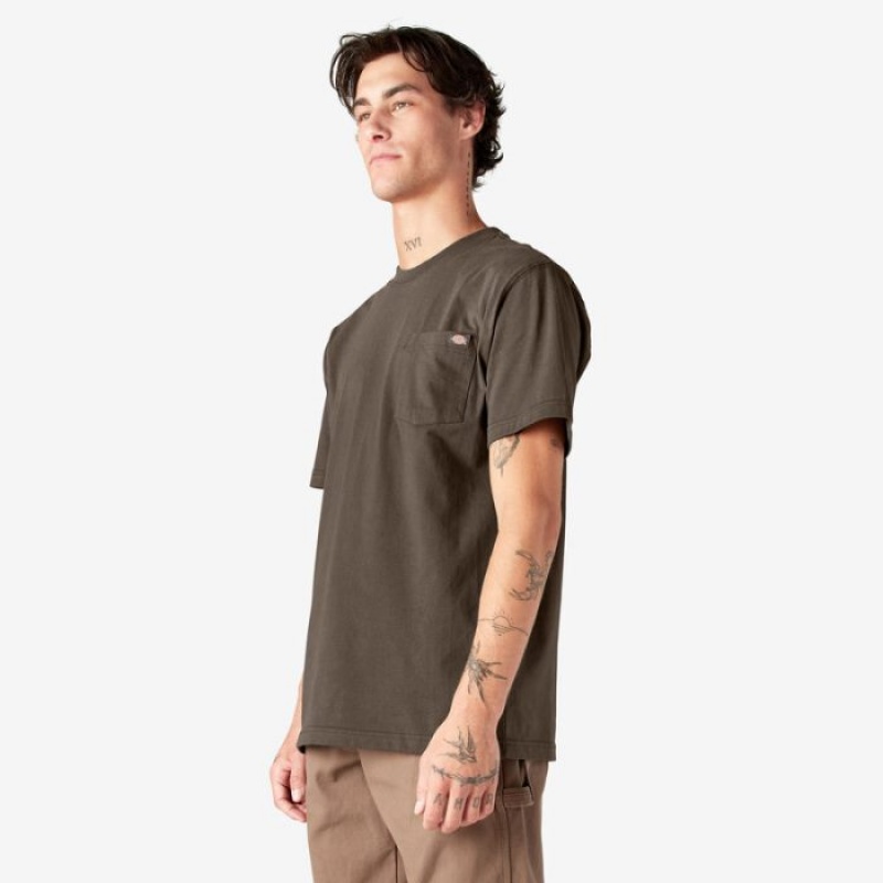 Dickies Heavyweight Scurte Sleeve Pocket T-Shirt Ciocolata Maro | WYYL9917