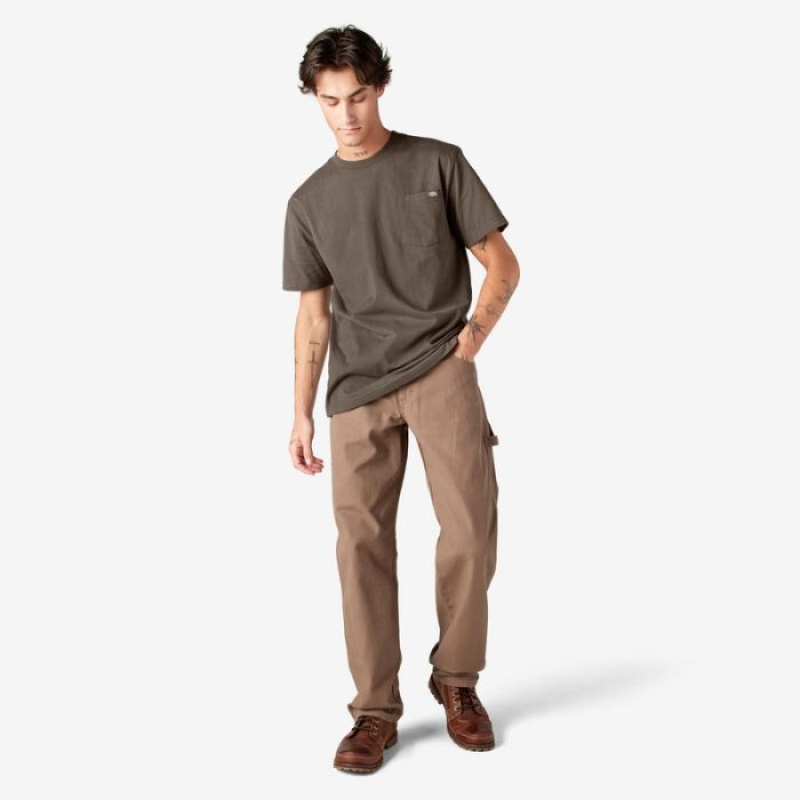 Dickies Heavyweight Scurte Sleeve Pocket T-Shirt Ciocolata Maro | WYYL9917