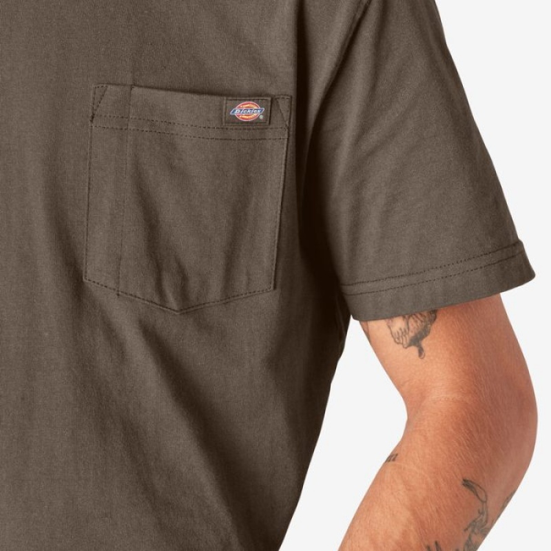 Dickies Heavyweight Scurte Sleeve Pocket T-Shirt Ciocolata Maro | WYYL9917