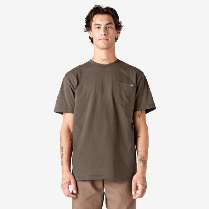 Dickies Heavyweight Scurte Sleeve Pocket T-Shirt Ciocolata Maro | WYYL9917