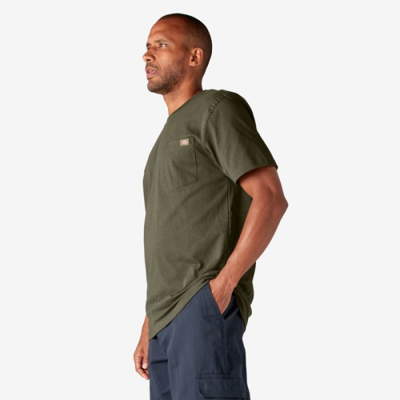 Dickies Heavyweight Scurte Sleeve Pocket T-Shirt Verzi | OHPD4955