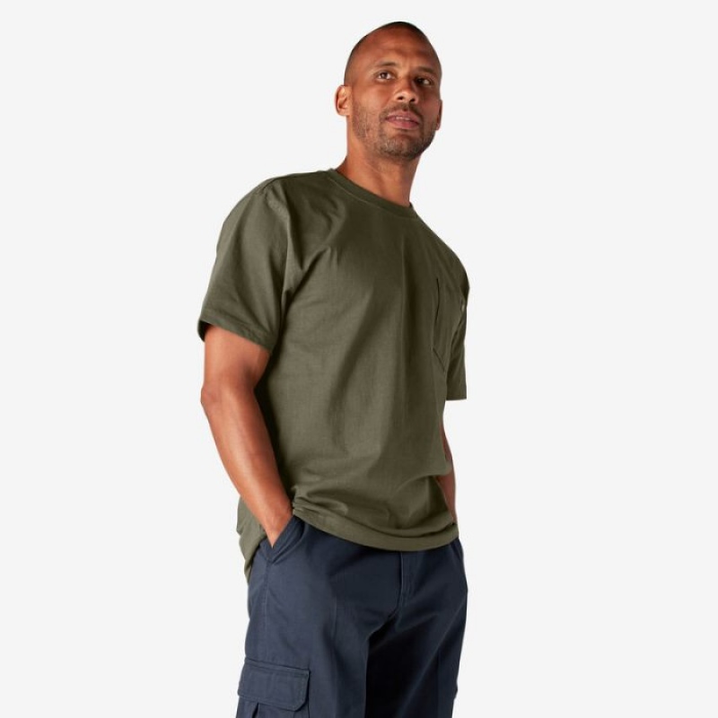 Dickies Heavyweight Scurte Sleeve Pocket T-Shirt Verzi | OHPD4955