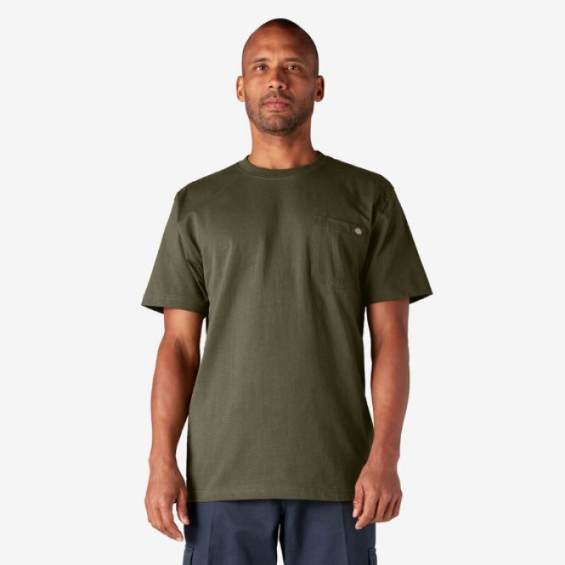 Dickies Heavyweight Scurte Sleeve Pocket T-Shirt Verzi | OHPD4955