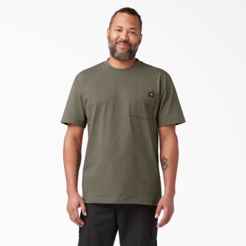 Dickies Heavyweight Scurte Sleeve Pocket T-Shirt Maro Deschis | VYHQ3308