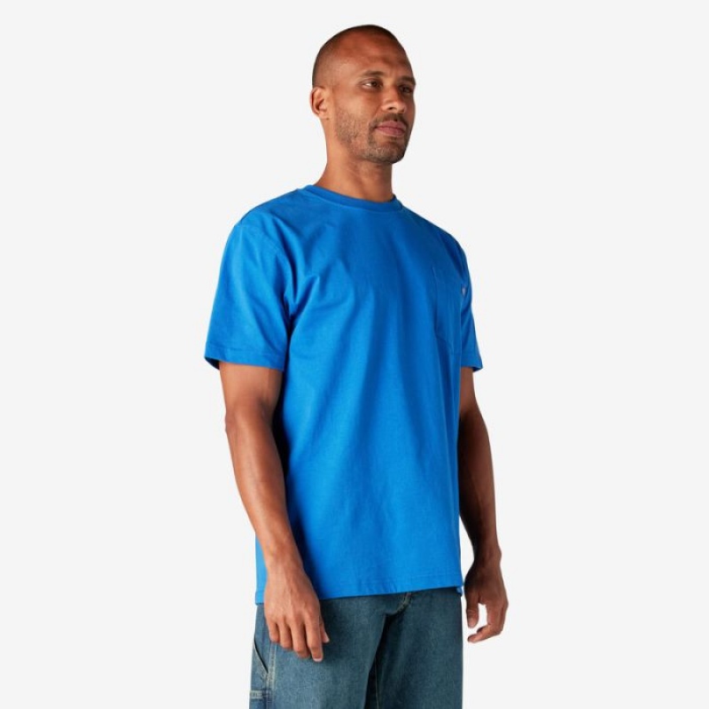 Dickies Heavyweight Scurte Sleeve Pocket T-Shirt Albastru Regal Albastri | YAGC8863