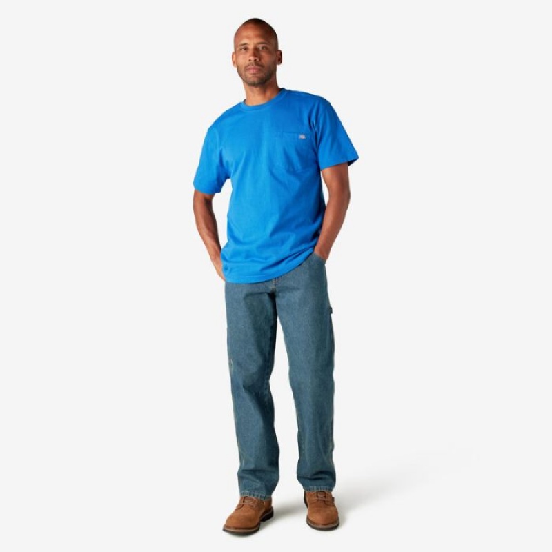 Dickies Heavyweight Scurte Sleeve Pocket T-Shirt Albastru Regal Albastri | YAGC8863