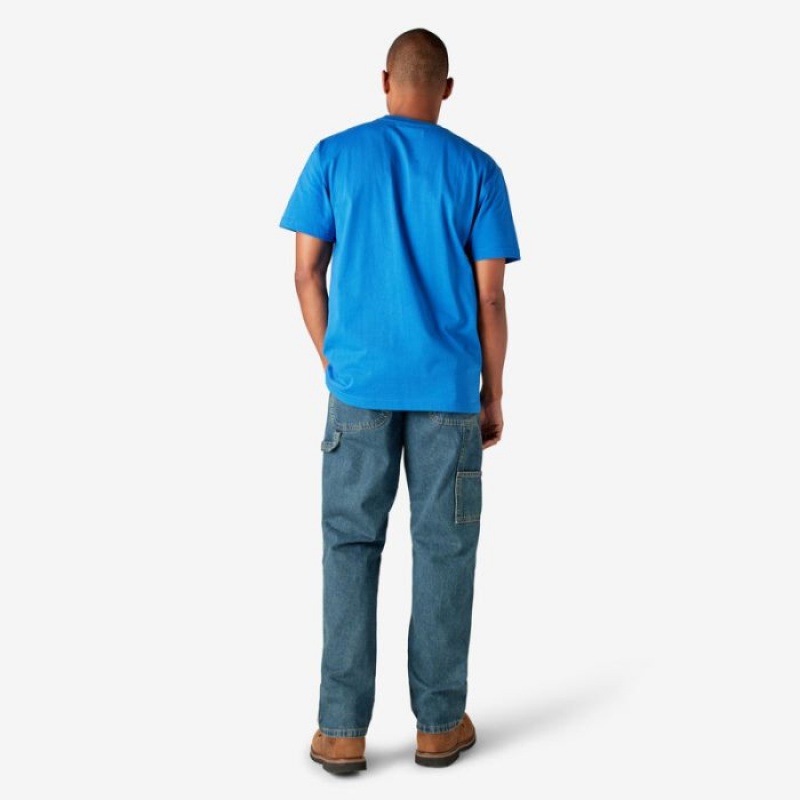 Dickies Heavyweight Scurte Sleeve Pocket T-Shirt Albastru Regal Albastri | YAGC8863