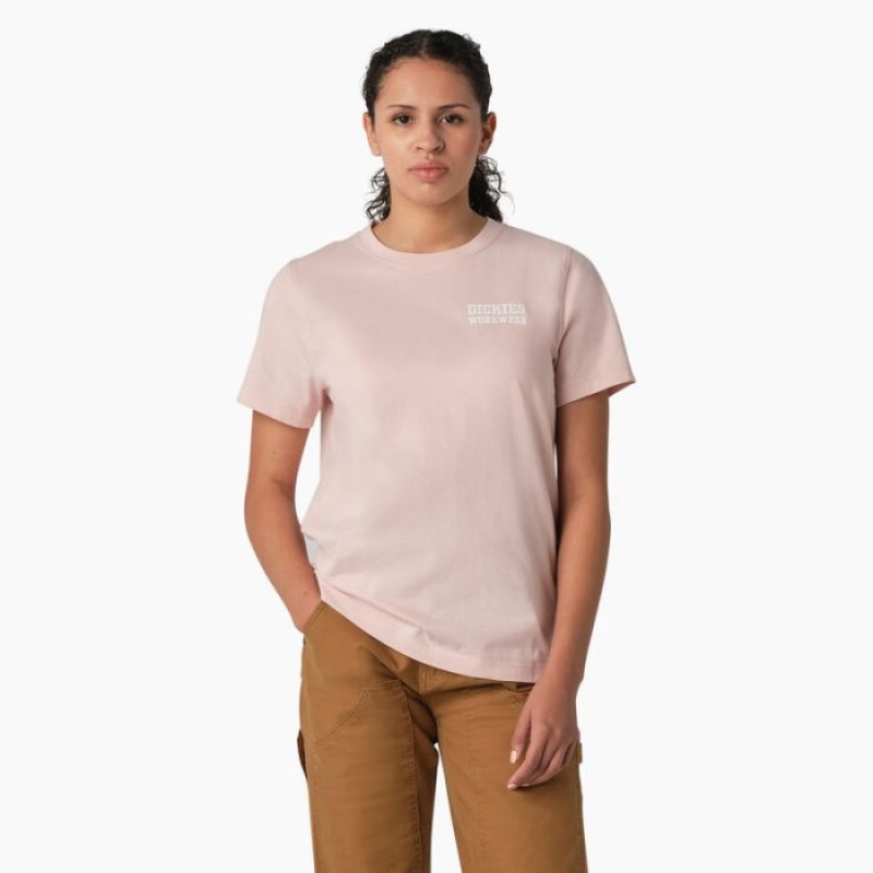 Dickies Heavyweight Workwear Grafice T-Shirt Roz | AFNA7032