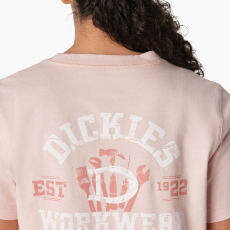Dickies Heavyweight Workwear Grafice T-Shirt Roz | AFNA7032