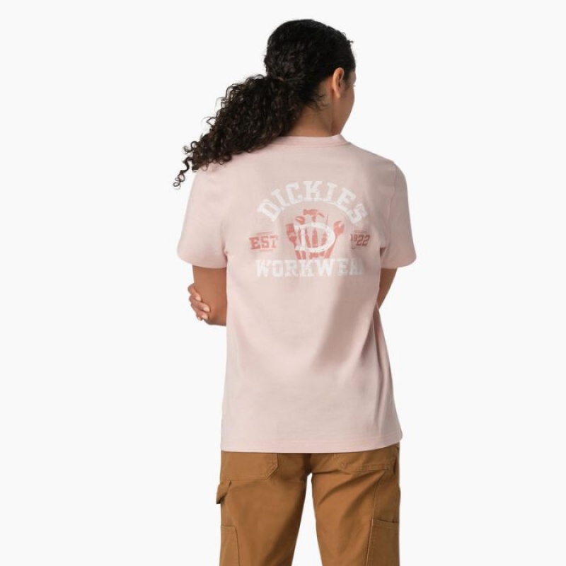Dickies Heavyweight Workwear Grafice T-Shirt Roz | AFNA7032