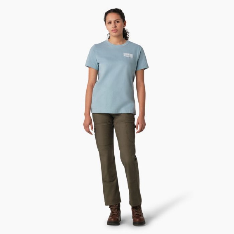 Dickies Heavyweight Workwear Grafice T-Shirt Albastri | OXYK9153