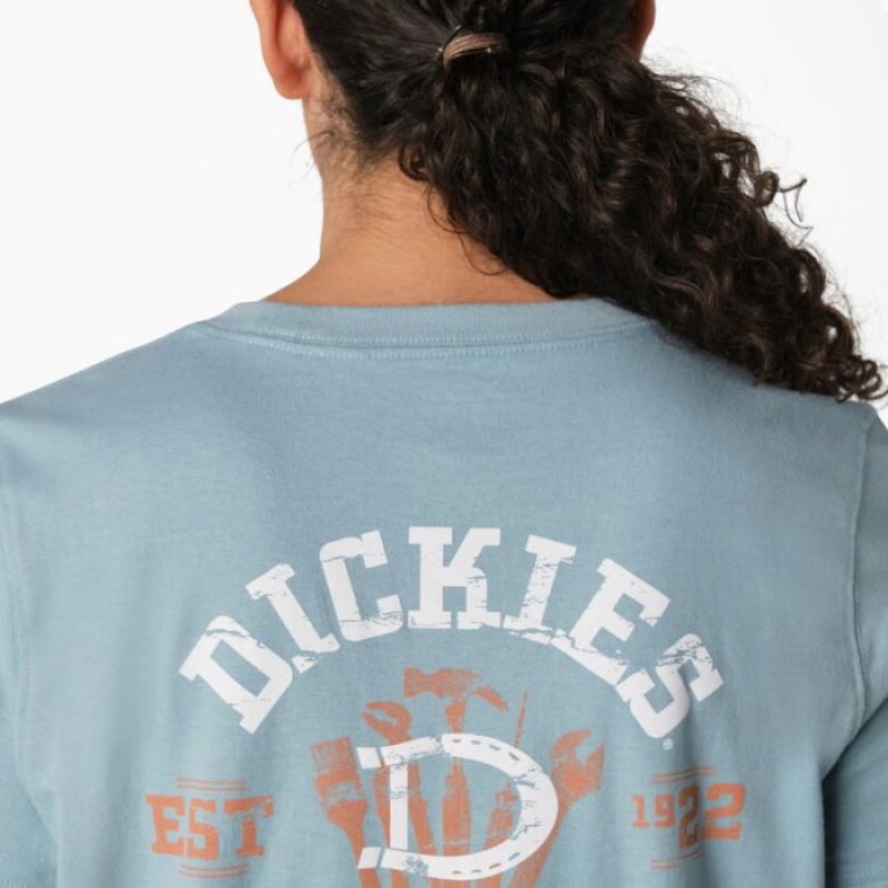 Dickies Heavyweight Workwear Grafice T-Shirt Albastri | OXYK9153