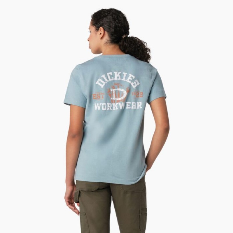 Dickies Heavyweight Workwear Grafice T-Shirt Albastri | OXYK9153