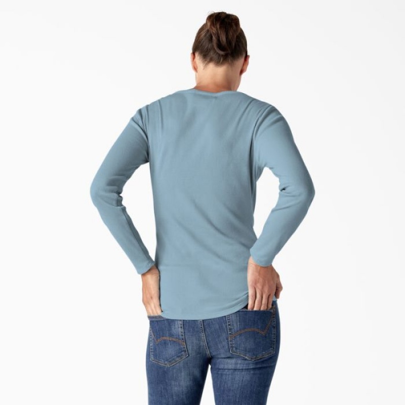 Dickies Henley Long Sleeve Shirt Albastri | MUJA1384