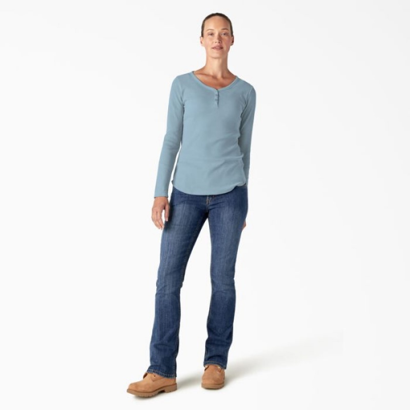 Dickies Henley Long Sleeve Shirt Albastri | MUJA1384