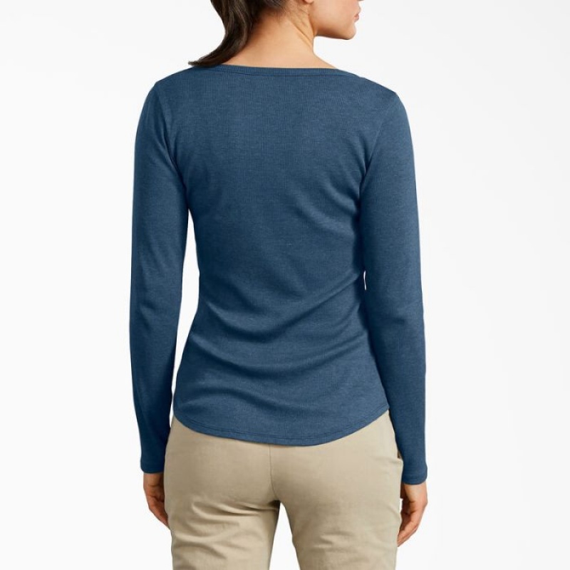 Dickies Henley Long Sleeve Shirt Albastri Inchis | PXXP0552