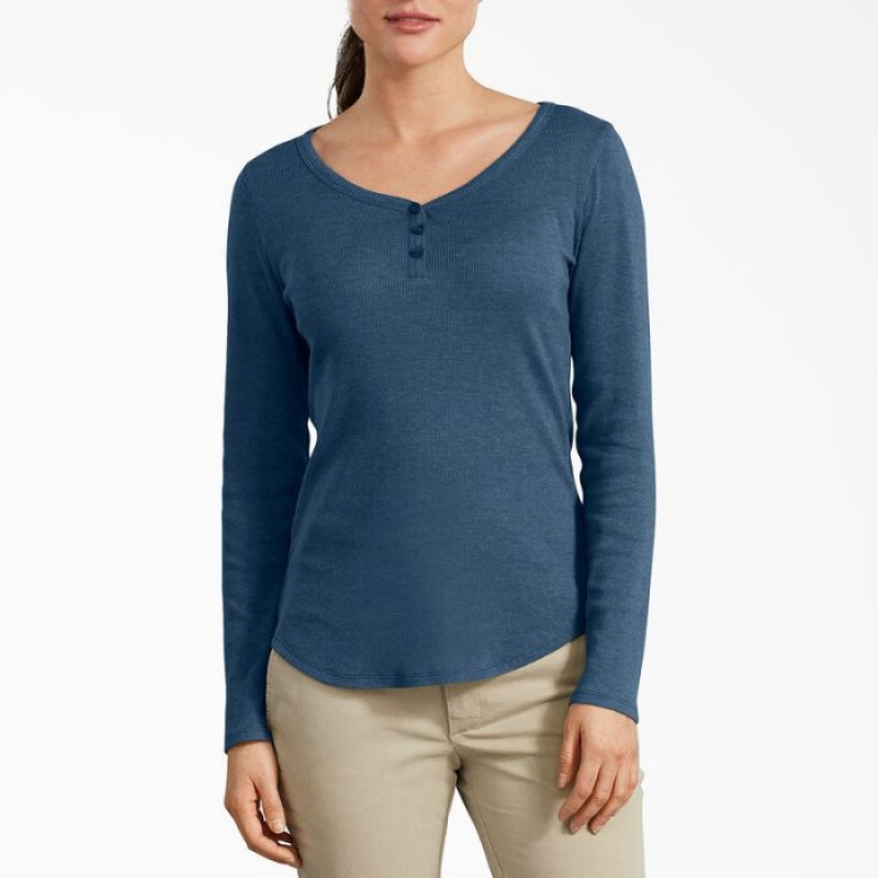 Dickies Henley Long Sleeve Shirt Albastri Inchis | PXXP0552