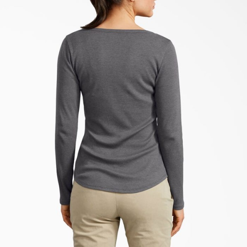 Dickies Henley Long Sleeve Shirt Gri Inchis | CHRS1166