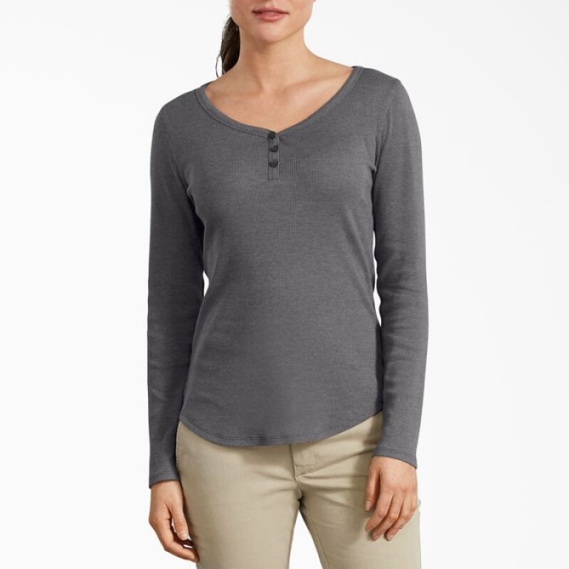 Dickies Henley Long Sleeve Shirt Gri Inchis | CHRS1166